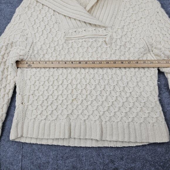 Early Winters Sweater Womens XL Cream Shawl Sailor Cable Knit Wool Camel Angora - Picture 5 of 6